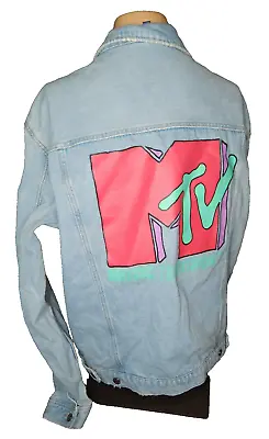 H&M Divided MTV Music Television Men's XL Denim Jacket Faded Distressed Retro • $46