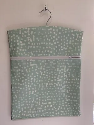 Hand Made Oilcloth Peg / Hanging Storage Bag - Zipped 12½  X 16  Seafoam Prints • £5.95