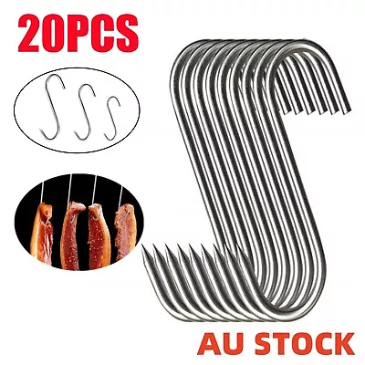 20Pcs S-Shaped Meat Hook Heavy Duty Stainless Steel Butcher Hooks Hanging Beef • $18.59