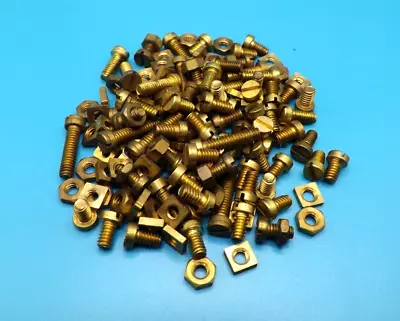 A Collection Of Meccano Compatible Solid Brass Nuts And Bolts. • £4