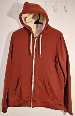 HOLLISTER Men's Heavy Hoodie Jacket Sherpa Lined Full Zip Burgundy Maroon - S • $24.95