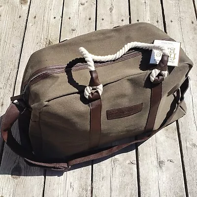 Tommy Bahama * Weekend Bag Olive Green Duffel Duffle Luggage Shoulder Strap Rope • $26.50