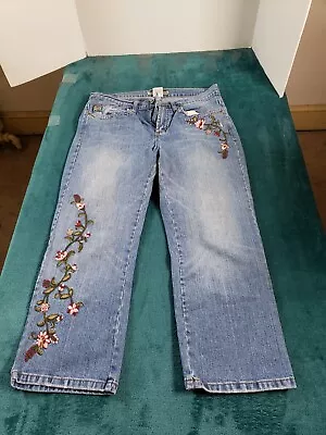 Z.Cavaricci Jeans Womens Blue Sz 14 Mid Rise Pants Stretch Cropped Ladies Floral • $17.97