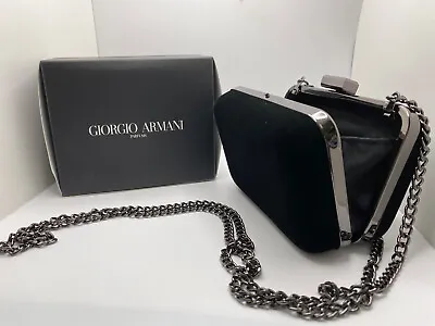 Giorgio Armani Clutch Small Black Velvet Chain Crossbody *New In Box!* Gift • $35