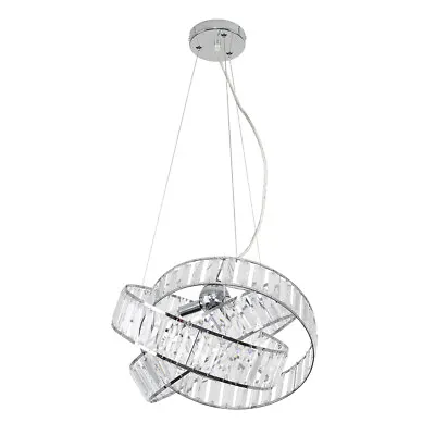 Modern Chrome & Crystal Suspended Ceiling Light Fitting Glamorous Pendent Jewels • £47.99