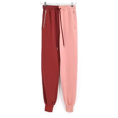 $26.77 • Buy SUPERDOWN Womens Renna Two Tone Jogger Pants Color Block Pink Red Size XS