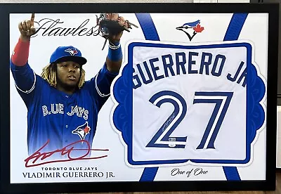 Vladimir Guerrero Jr. Autographed Custom Blue Jays Jersey 24x36 Print Frame JSA • $200