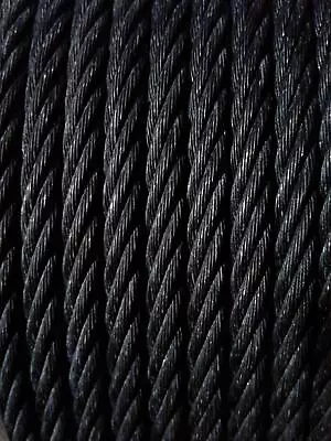 Black Powder Coated Galvanized Wire Rope Cable 1/4  7x19 - 50 100 250 500 Ft • $38.10