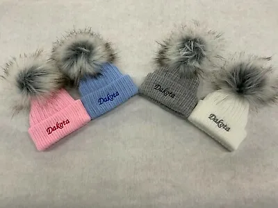 £11 • Buy Personalised Unisex Baby Boy Girl Hat Faux Pom Pom Baby Shower Gift Name Year