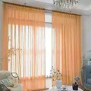 Window Sheer Curtains 63 Inches Long 2 Panels Sheer 52 W X 63 L | 2 Pcs Brown • $24.28