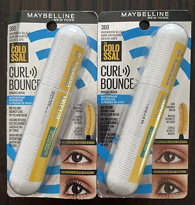 MAYBELLINE THE COLOSSAL CURL BOUNCE MASCARA 360 Brownish Black 2pk • $12.99