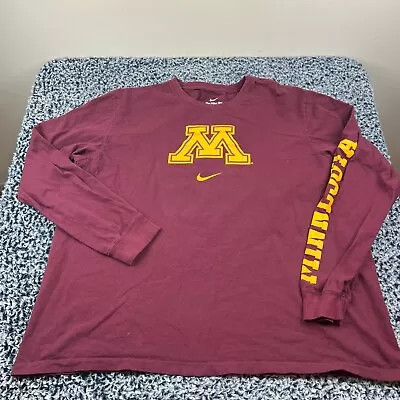 Nike Minnesota Gophers Shirt Mens 2XL XXL Maroon Crew Neck Long Sleeve NCAA • $15.29