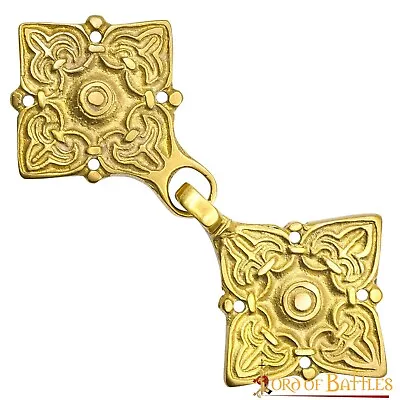 Viking Brooch Pin Cloak Shawl Clasp Brass Functional Medieval Accessory Set Of 2 • $13.19