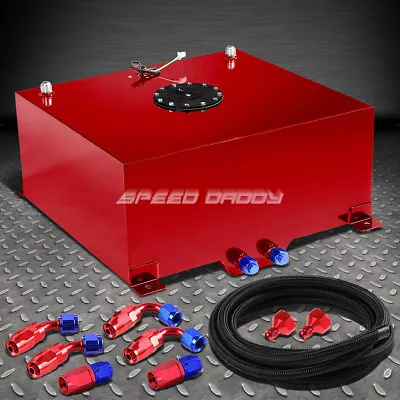 20 Gallon Red Aluminum Fuel Cell Gas Tank+cap+level Sender+nylon Fuel Line Kit • $198.88