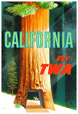 $19.95 • Buy California Sequoias TWA 1950s Vintage Advertising Poster