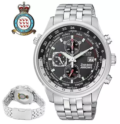 Royal Air Force CITIZEN Chronograph Red Arrows Men's Steel Bracelet Watch + CASE • £399
