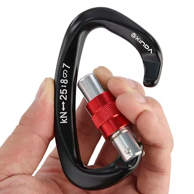 25KN Aluminum D-Shape Carabiner Screw Locking Hook Rock Climbing Caving Rescue • $9.68