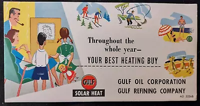 Vintage Advertising Premium Blotter Gulf Solar Heat Heating Oil Gulf Refining • $14.25