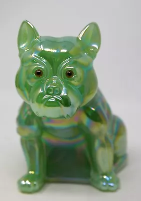 RARE Mosser Rosso Westmoreland Green Carnival Glass Bulldog Doorstop Figurine LE • $138.50