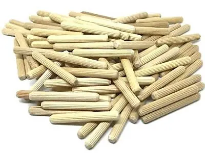 100 Pack 1/4  X 1 1/2  Wooden Dowel Pins Wood Kiln Dried Fluted And Beveled ... • $12.77