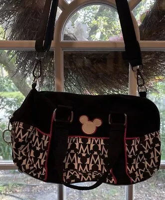 Disney Mickey Mouse Tote Bag Adjustable Women's Zip Around Black Pink Details • $15