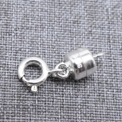 2pcs Of 925 Sterling Silver Magnetic Clasp Spring Ring Clasp Necklace Converter • $12.32