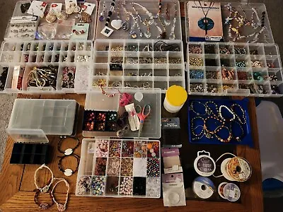 Beads For Jewelry Making 1000`s + Storage Containers Jewelry Findings & More • $52.50