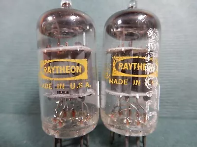 Raytheon Short Gray Plate 12AX7A Vacuum Tubes (2) Amplitrex Tested 106/93 81/100 • $50