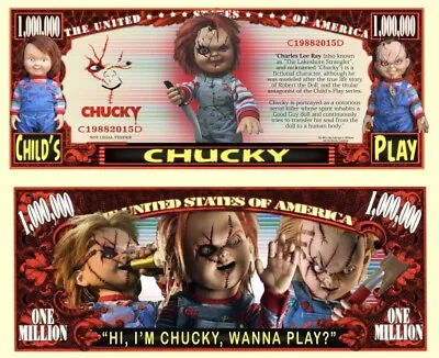 ✅ Chucky Horror Doll 100 Pack Collectible Novelty Money 1 Million Dollar Bills ✅ • $19.95