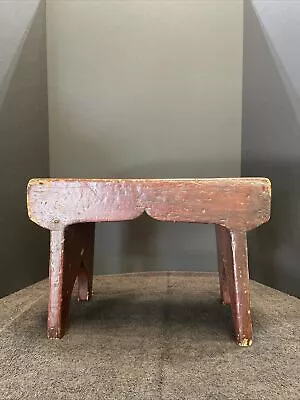 Antique Primitive Country Foot Stool Red/brown  18”x 10”x 12” • $75