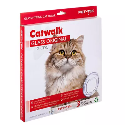 Pet-Tek Glass Fitting Cat Door Original Clear 27cm • $51.29