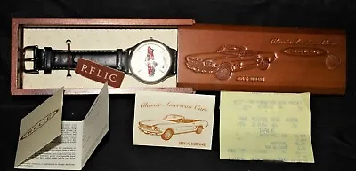 Complete Relic Ford Mustang 1964 1/2 Commemorative Watch SilverTone Red Pony-NIC • $170