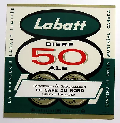Brasserie Labatt LABATT 50 - LE CAFE DU NORD Beer Label CANADA 12oz • $1.95