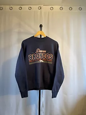 Vintage Denver Broncos Sweatshirt Mens Large 24X26 Blue NFL Football Crewneck • $30