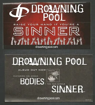 DROWNING POOL Vintage 2001 SET OF 2 PROMO Vinyl STICKER 6.5x3.5 For Sinner CD • $12.99