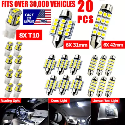 20pcs LED Interior Lights Bulbs Kit Car Trunk Dome License Plate Lamps 6000K T1 • $5.99
