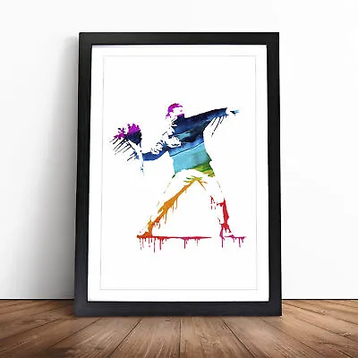 Banksy Flower Thrower Wall Art Print Framed Canvas Picture Poster Decor • £39.95