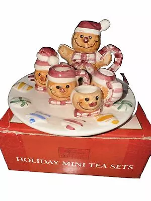Miniature Tea Set Theme Christmas Holiday Santa Claus 7 Piece Carol Wright Gifts • $30