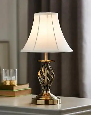 £32.49 • Buy Elegant Design Touch Bedside Table Lamp Antique Brass Finish Base Cream Shade