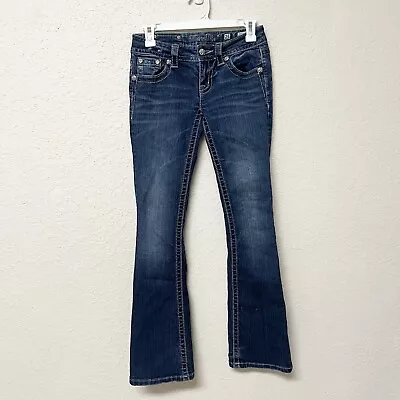 Miss Me Jeans Signature Boot Cut Women's Size 25 Blue Denim Embellished Bling • $29.99