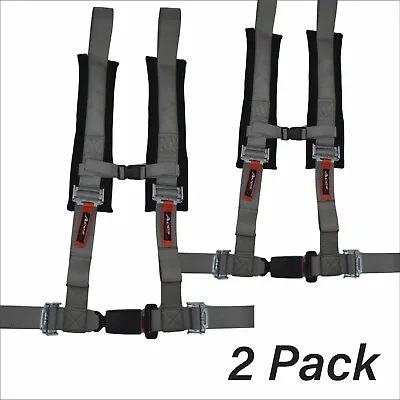 (Pair) RZR 170 4 Point Harness Auto Style Buckle Great For Kids Grey Gray Silver • $119.99
