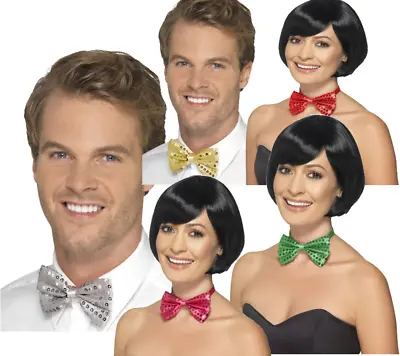 Sequin Bow Tie Mens Ladies Showgirl Fancy Dress Accessory • £3.99