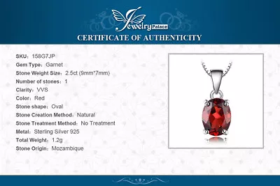 £13.45 • Buy Natural 2.5 Ct Garnet Pendant With 925 Sterling Silver Necklace UK Seller