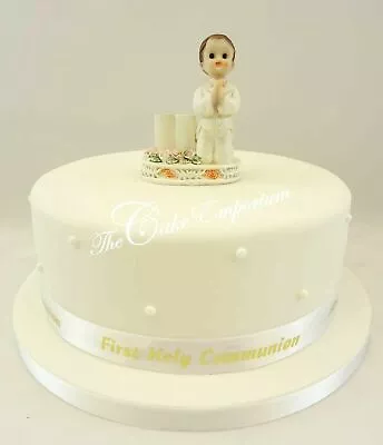 1st First Holy Communion Praying Boy Tux Bible Cross And Ribbon Cake Toppers Set • £3.49