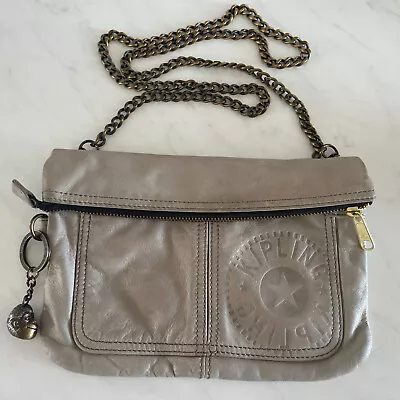 £45 • Buy KIPLING - COPLA S KHAKI VINTAGE LEATHER CROSSBODY BAG W BRASS CHAIN STRAP MONKEY