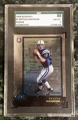 1998 Bowman Interstate #1 Peyton Manning RC SGC 88/8 NM/MT Colts HOF • $0.99