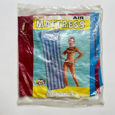 Vintage Inflatable Air Mattress Beach Pool Vinyl Swim Pool Float Raft 72x27 NOS • $25