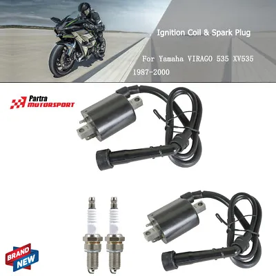 2Pcs For Motorcycle Yamaha VIRAGO 535 XV535 1987-2000 Ignition Coil & Spark Plug • $24.38