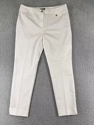 Vince Camuto Pants Womens 8 White Chino Cotton Blend Stretch Casual Zip Pocket • $14.84