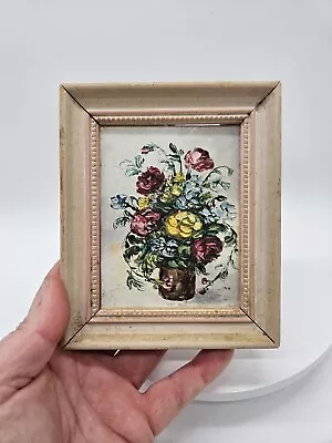 Mid Century Original Signed Ina Linton Floral Still Life Framed Oil Painting 5x6 • $44.10